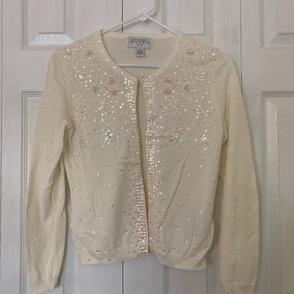 Casual Corner Annex Beaded Cardigan Sweater Petite